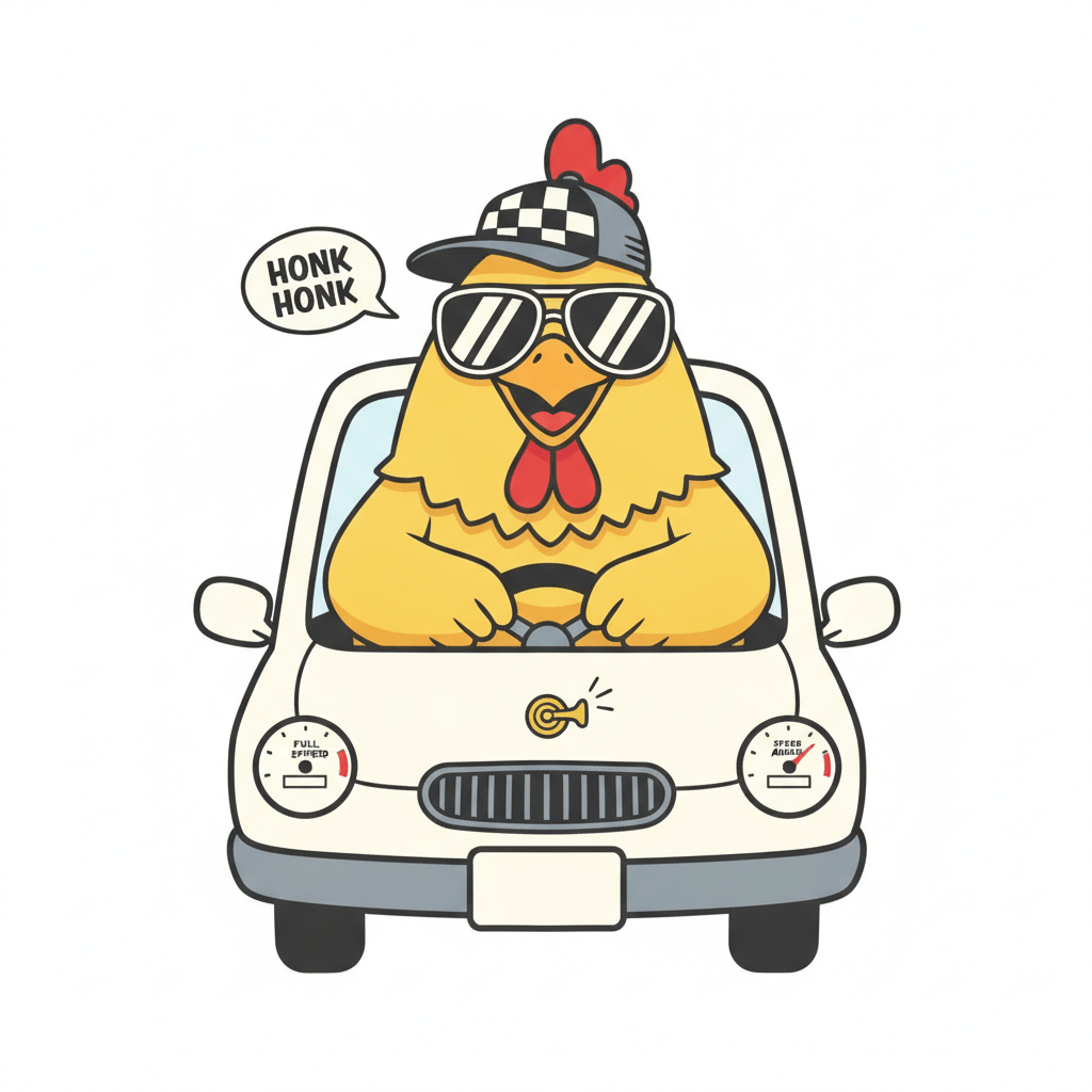 Kippie rijdt